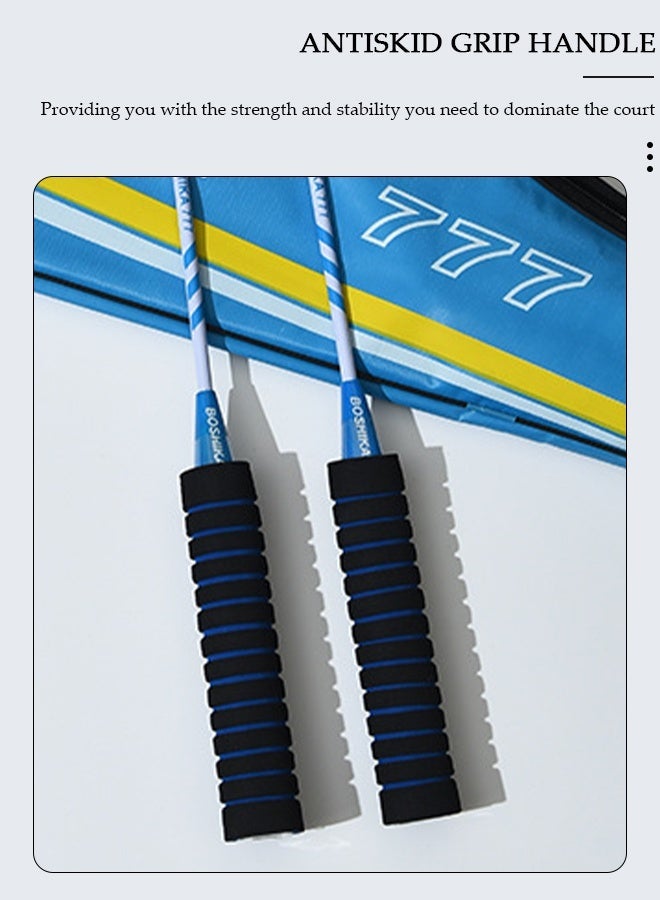 DUNISO Badminton Rackets Set for 2 Players – Lightweight with Shuttlecocks & Carrying Bag - Blue - Image 4