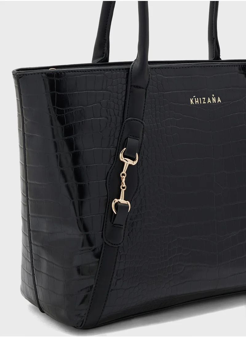 خزانة Horse Bit Detail Croc Tote Bag