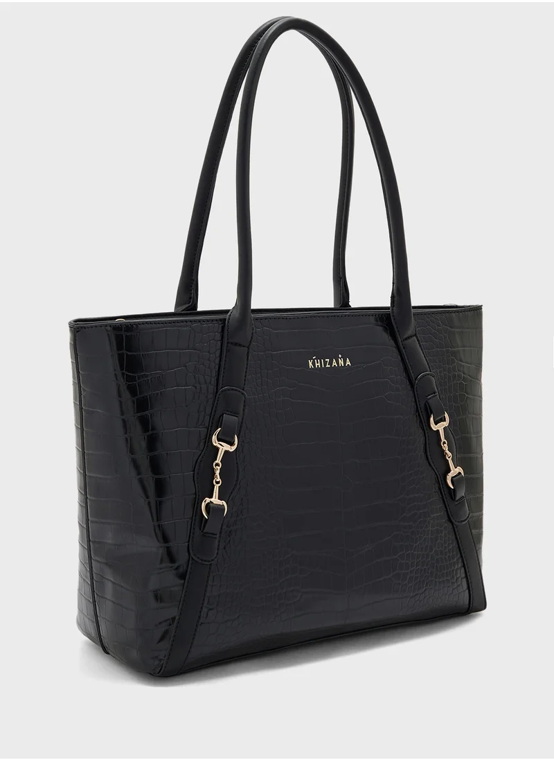 خزانة Horse Bit Detail Croc Tote Bag