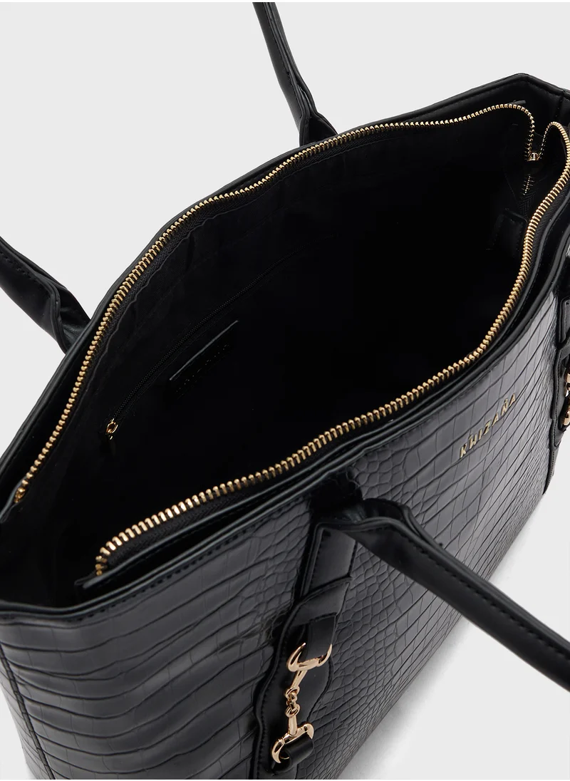 خزانة Horse Bit Detail Croc Tote Bag