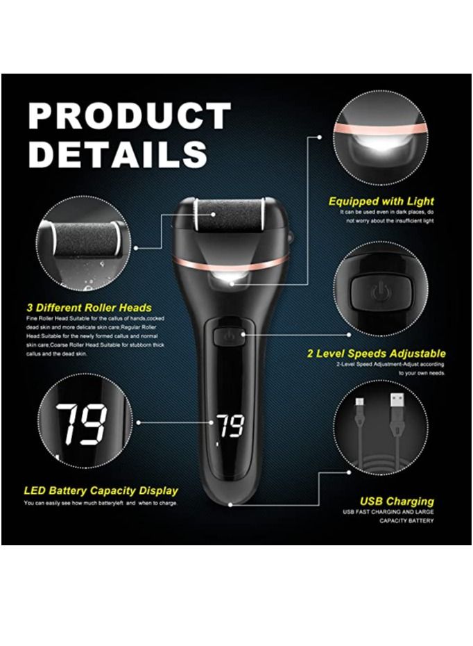 Rechargeable 18 in 1 Professional Pedicure Kit,Electric Grinding Pedicure Tools Foot Sandpaper Foot File for Heels Professional Foot Care Tool Dead Hard Skin Callus Remover With 3 Roller Heads 2 Speed - Image 2