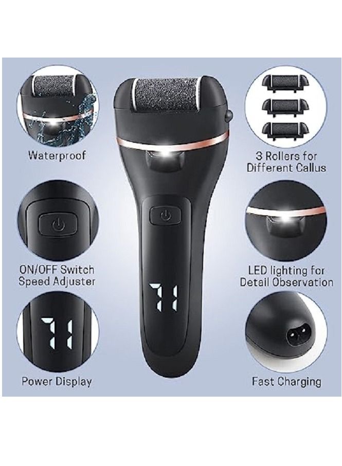 Rechargeable 18 in 1 Professional Pedicure Kit,Electric Grinding Pedicure Tools Foot Sandpaper Foot File for Heels Professional Foot Care Tool Dead Hard Skin Callus Remover With 3 Roller Heads 2 Speed - Image 5