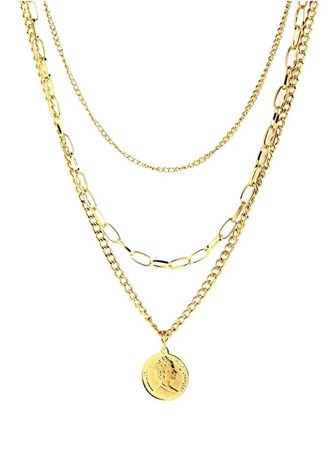 Just Peachy Just Peachy Gold-Toned Layered Chain Necklace by Just Peachy – Trendy Multi-Layer Design – Premium Durable Finish – Adjustable Length – Perfect for Everyday Wear or Special Occasions  - Image 1