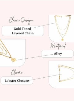 Just Peachy Just Peachy Gold-Toned Layered Chain Necklace by Just Peachy – Trendy Multi-Layer Design – Premium Durable Finish – Adjustable Length – Perfect for Everyday Wear or Special Occasions  - Image 4