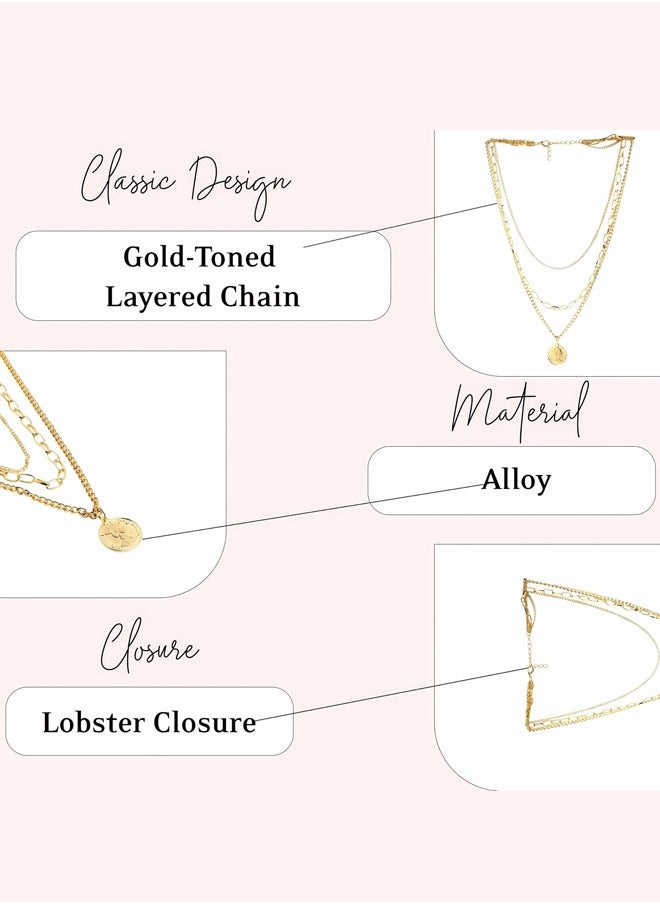 Just Peachy Just Peachy Gold-Toned Layered Chain Necklace by Just Peachy – Trendy Multi-Layer Design – Premium Durable Finish – Adjustable Length – Perfect for Everyday Wear or Special Occasions  - Image 4