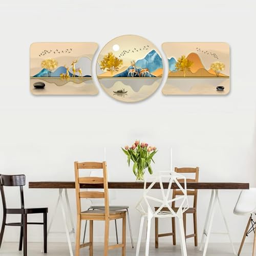 Masstone Crystal Embedded High Gloss Mirror Finished Surface Golden Slim Frame with Hook, 45x16 Inch Large Size, Pack of 3 Panel Painting, For Home/Office/Hotel (1645-22987) - Image 2