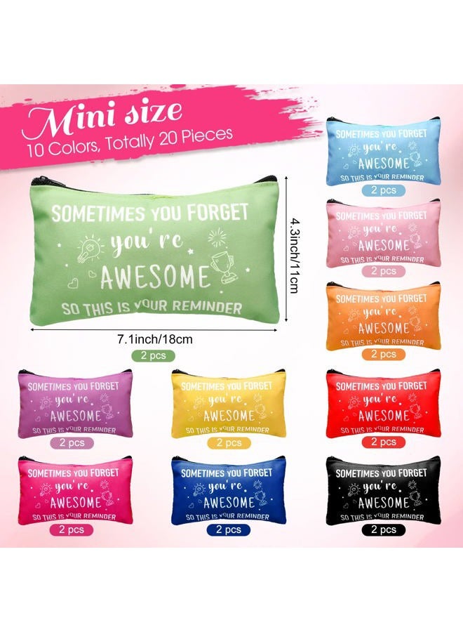 Reginary 20 Pieces Inspiring Cosmetic Bag for Women, Motivation Makeup Bags with Zipper Toiletry Bag Pouch Travel Gifts, 7 x 4.3 Inches (Solid Color, You Are Awesome) - Image 5