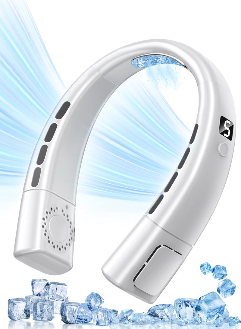 Necomi Neck Air Conditioner, 5-speed Adjustable, Portable Neck Fan, Bladeless Neck Cooling Fan, USB Charging, For Sports, Travel, Outdoor and Indoor (White) - Image 1