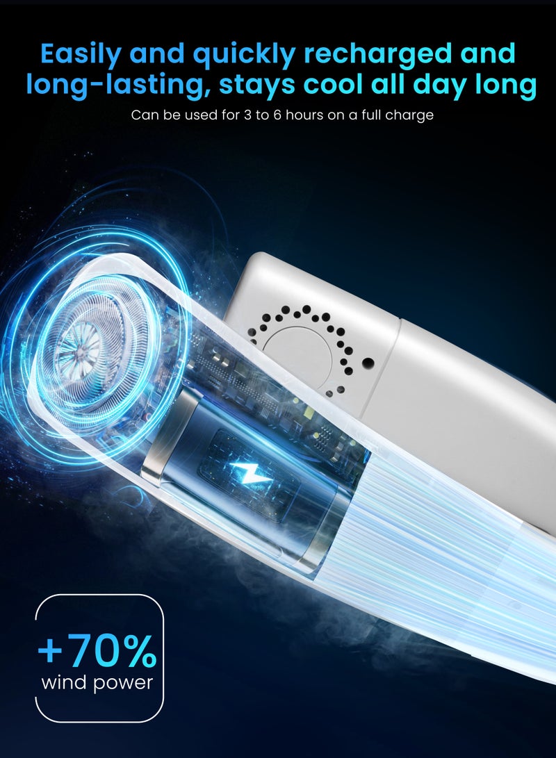 Necomi Neck Air Conditioner, 5-speed Adjustable, Portable Neck Fan, Bladeless Neck Cooling Fan, USB Charging, For Sports, Travel, Outdoor and Indoor (White) - Image 3