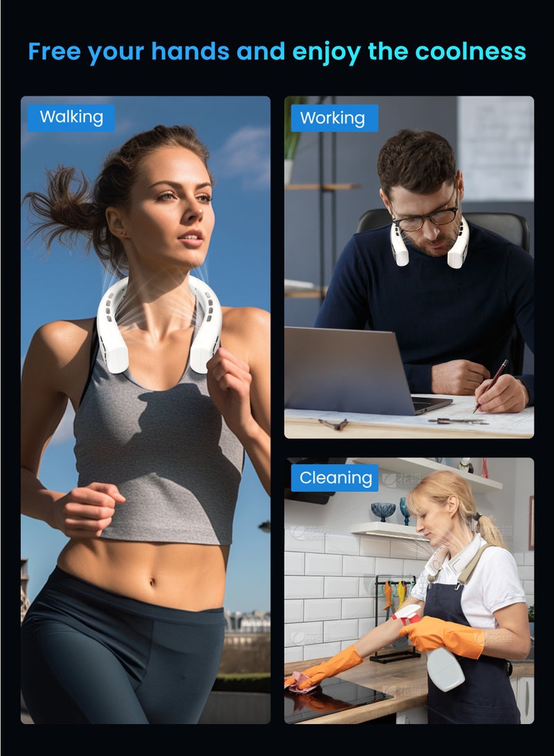 Necomi Neck Air Conditioner, 5-speed Adjustable, Portable Neck Fan, Bladeless Neck Cooling Fan, USB Charging, For Sports, Travel, Outdoor and Indoor (White) - Image 5