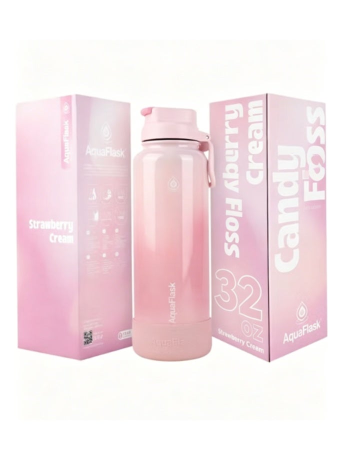 Aquaflask Candy Floss  (32oz) Vacuum Insulated Water Bottle in Strawberry  Cream - Image 3