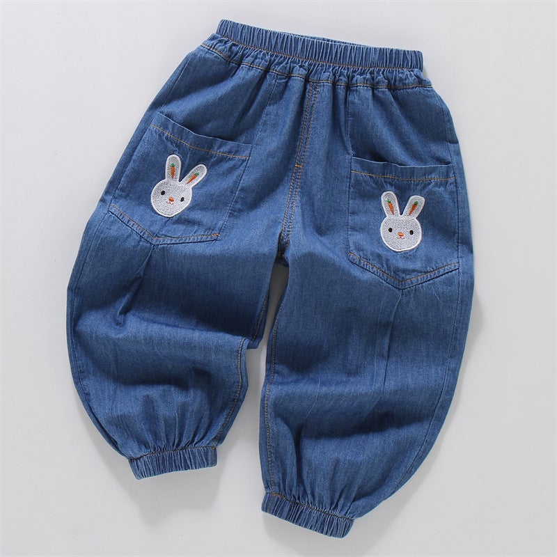Summer Children'S Wear All-Match Children'S Pants Girls' Anti-Mosquito Pants Boys Trousers Breathable Embroidered Anti-Mosquito Pants - Image 1