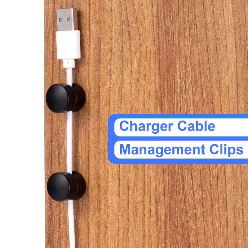 SmallCat 3 Sets Charger Holders for Cords, Matte Black Color Adjustable Cable Anchor Holders, Adhesive Metal Cord Clips, Cable Management Wire Organizers for Desk, Office, Nightstand - Image 4