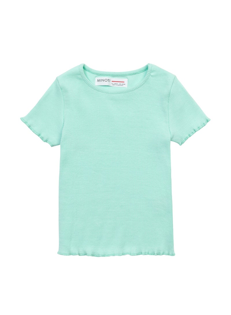مينوتي تيشيرت بناتي مضلع بأكمام قصيرة - Image 1