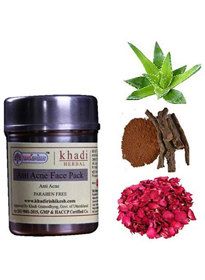 KHADI RISHIKESH Herbal Anti Acne Face Pack Reducing Fine Line It Also Cleans Deep Pores And Makes Skin Fresh And Soft Lightens Redcue Acne Glowing Skin Boys & Girls And Men & Women ( 50 Gm) - Image 1