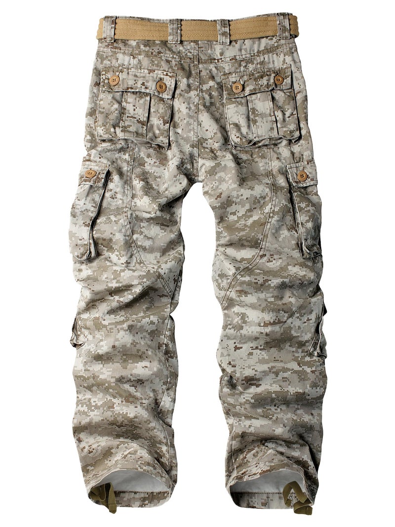 AKARMY Men's Cotton Casual Military Army Camo Combat Work Cargo Pants with 8 Pockets Desert Camo 32 - Image 2