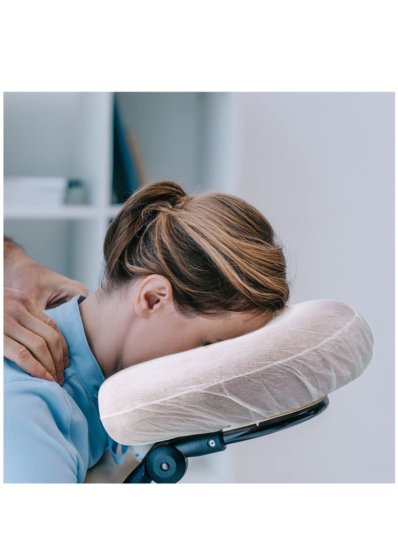 SYOSI 100 Pieces Disposable Headrest Covers Disposable Massage Covers Massage Headrest Covers Non-Sticking Cradle Cover Non-woven U-shaped Cradle Cover for Massage Tables - Image 3