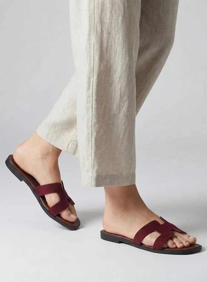 Styli  Burgundy Flat Sandals for Women | Best Price UAE