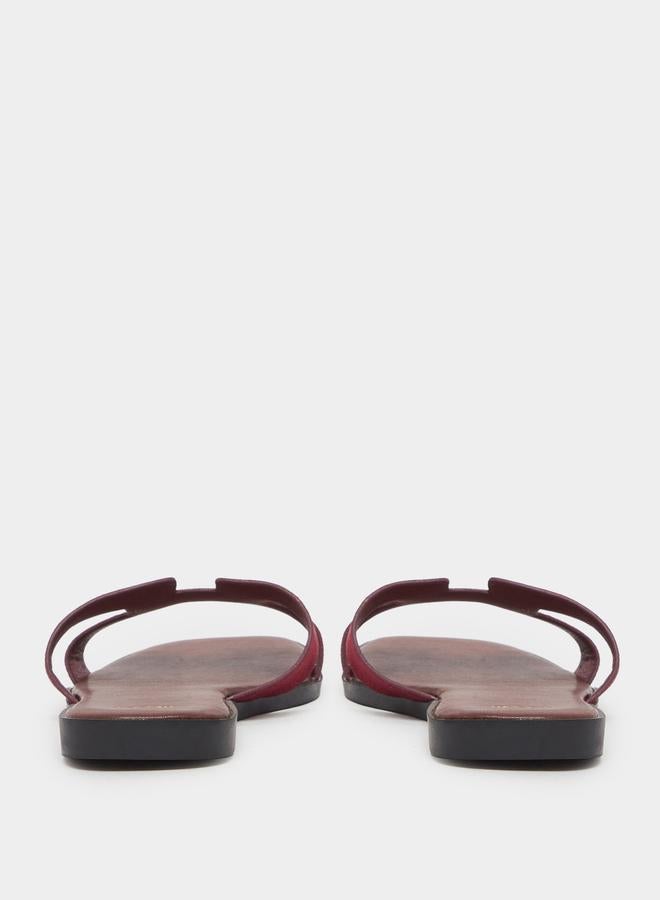 Styli Burgundy Flat Sandals - Image 4
