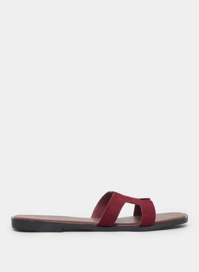 Styli Burgundy Flat Sandals - Image 1