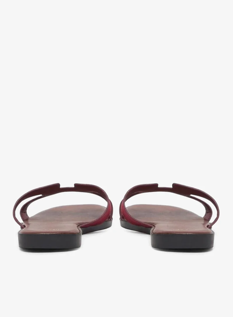 Styli  Burgundy Flat Sandals for Women | Best Price UAE