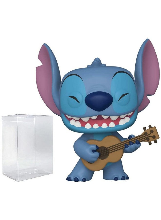 Funko POP Disney: Lilo & Stitch - Stitch with Ukulele Pop! Vinyl Figure (Bundled with Compatible Pop Box Protector Case), Multicolor, 3.75 inches - Image 1