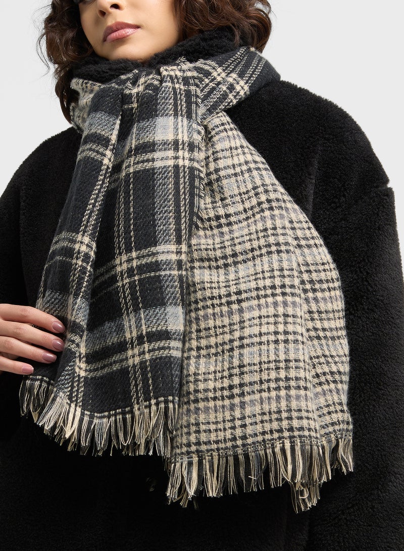 ELLA Check Pattern Light Winter Scarf  - Image 3