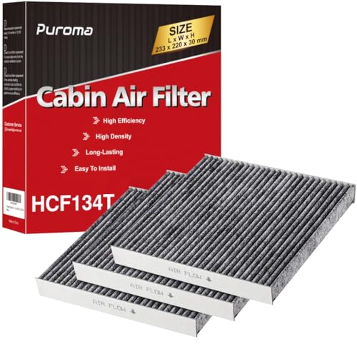 Puroma Cabin Air Filter with Activated Carbon, Replacement for CP134, CF10134, Honda & Acura, Civic, CR-V, Odyssey, CSX, ILX, MDX, RDX, AT134 (3 pc) - Image 1