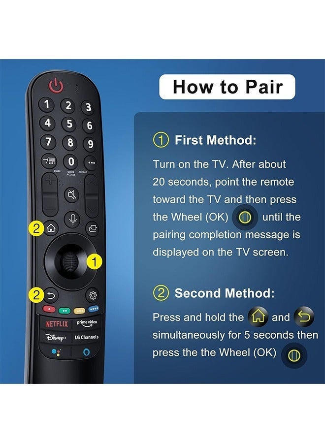 SahlTech LG Smart TV Magic Remote Replacement Compatible with 2021 2022 2023 Models with Voice Control & Pointer Function for UHD OLED QNED NanoCell 4K 8K TVs - Image 2