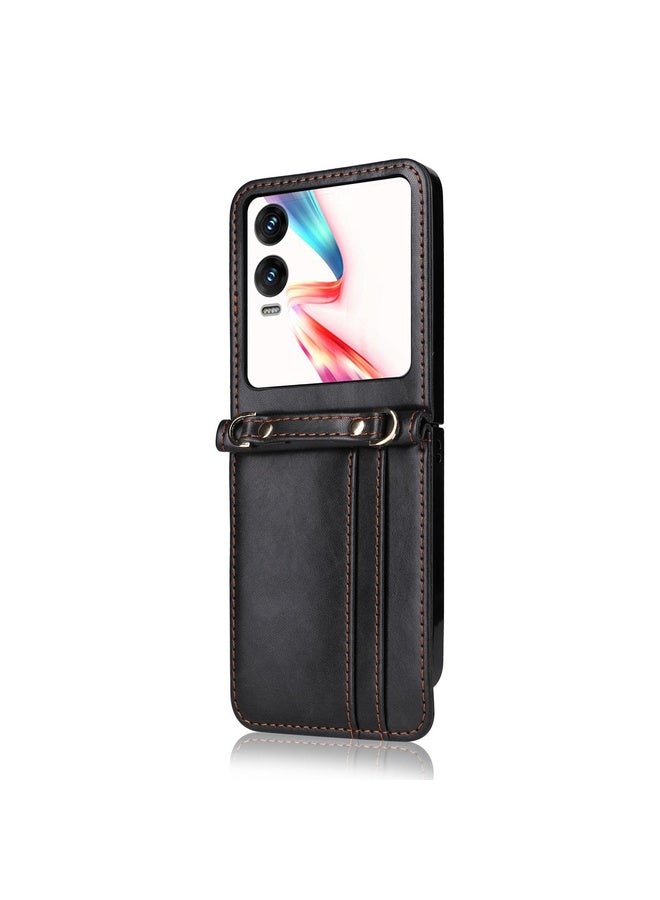 HuHa Case Cover For Infinix Zero Flip Crossbody Card Bag PU Folding Phone Case(Black) - Image 2