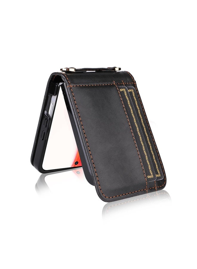 HuHa Case Cover For Infinix Zero Flip Crossbody Card Bag PU Folding Phone Case(Black) - Image 5