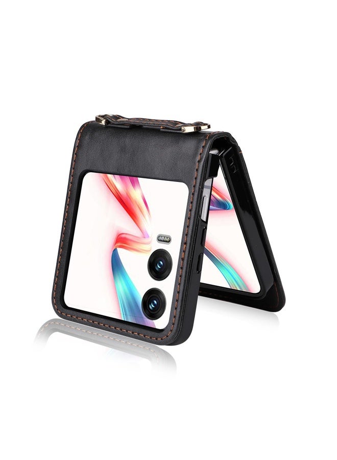 HuHa Case Cover For Infinix Zero Flip Crossbody Card Bag PU Folding Phone Case(Black) - Image 4