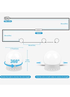 Arabest Vanity Lights For Mirror,Hollywood Style Makeup Lights With 10 Dimmable Bulbs,LED Vanity Mirror Lights Kit, 3 Color Lighting Modes,For Home/Bedroom/Bathroom/Dressing Room,USB Port  - Image 4