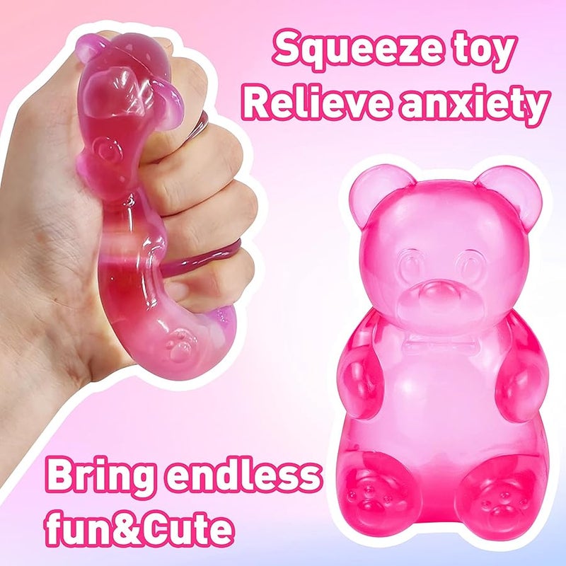QITAI Squishy Toys Bear Stress Balls Squishy Fidget Toys for Anxiety Relief for Adults & Kids for Birthday Gifts Party Gifts-Rosy - Image 2
