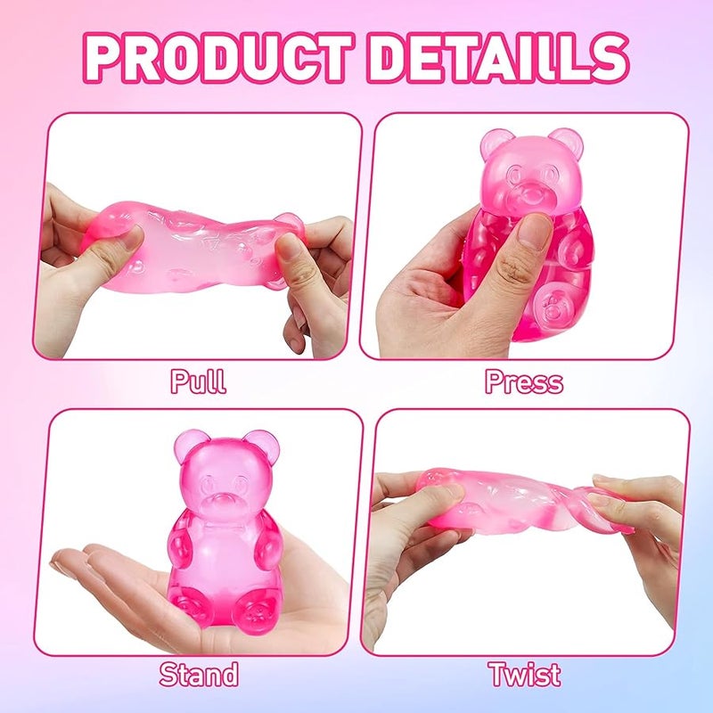 QITAI Squishy Toys Bear Stress Balls Squishy Fidget Toys for Anxiety Relief for Adults & Kids for Birthday Gifts Party Gifts-Rosy - Image 5