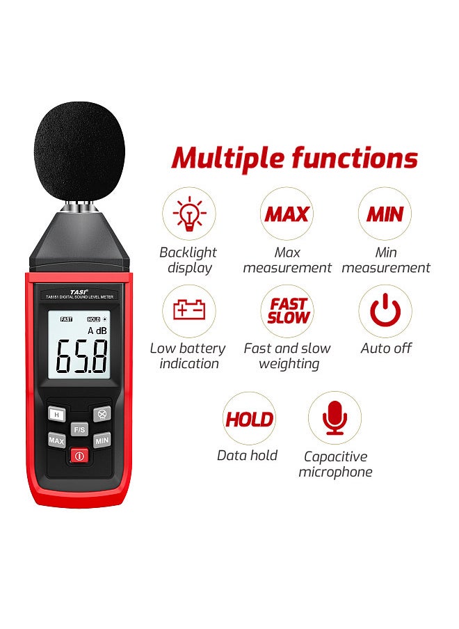 TASI TA8151 Digital Sound Level Meter SLM Household Noise Tester Professional High-Precision Noise Tester Handheld Sound Detector Decibel Monitor 30-130dB Acoustic Measurement Instrument  - Image 3