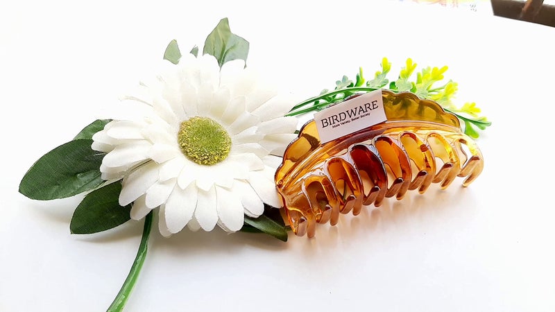 BIRDWARE Plain Big Size Rectangle-shape Multi Color Acrylic Material Stone Butterfly hair Clips For Women (Pack of 2 Pc, Black & Shell) | hair clutchers | hair claws - Image 2