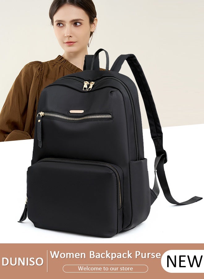 DUNISO Women Backpack Purse, Waterproof Backpack for Girl Woman Black Travel Bookbag Lady Shoulder Bag, Lightweight Ladies Fashion Daily Backpack Anti-theft Casual Daypack - Image 1