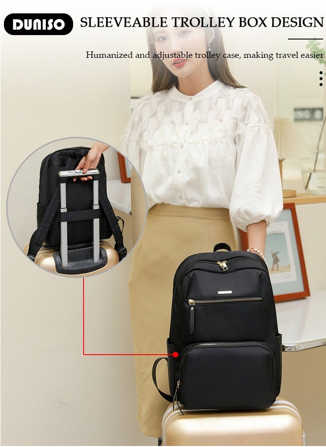 DUNISO Women Backpack Purse, Waterproof Backpack for Girl Woman Black Travel Bookbag Lady Shoulder Bag, Lightweight Ladies Fashion Daily Backpack Anti-theft Casual Daypack  - Image 2