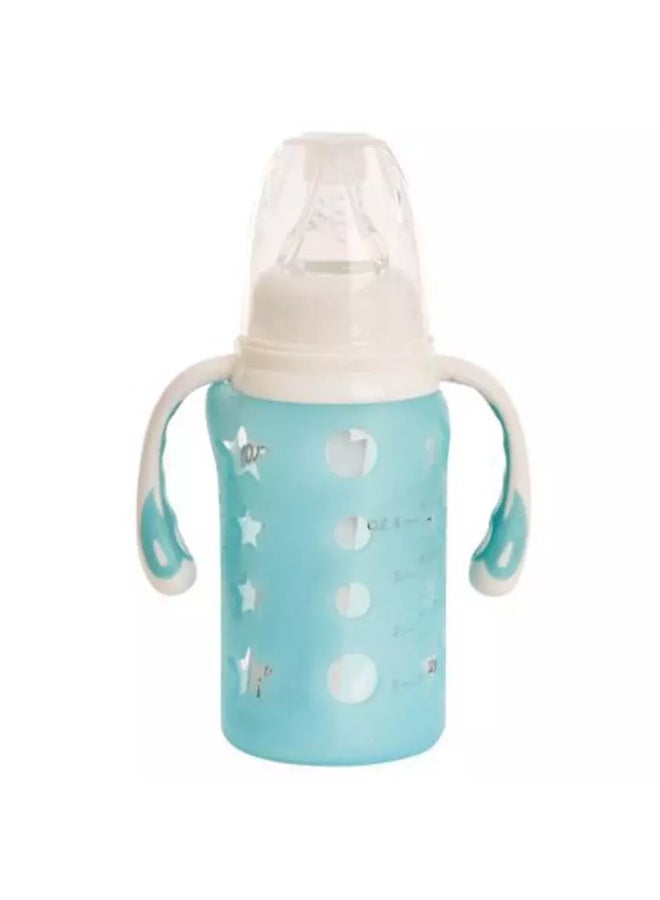 Bebecom Bebecom Standard Neck Glass Bottle With Silicon Protector, 120ml- Sky Blue (YA013)  - Image 3