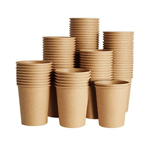SIUQ 400 Pack 8 oz Kraft Paper Cups Unbleached Disposable Paper Coffee Cups Thickened HotCold Beverage Drinking Cup for Party Home Cafes Bistros Businesses Brown