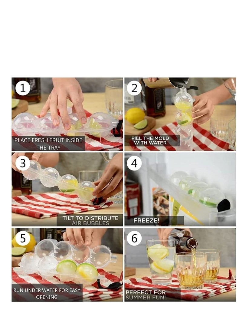 سبيس شوب قالب ذاتي الصنع مكون من 4 فتحات على شكل كرة ثلجية مستديرة صانع كرة ثلج للكوكتيلات - Image 4