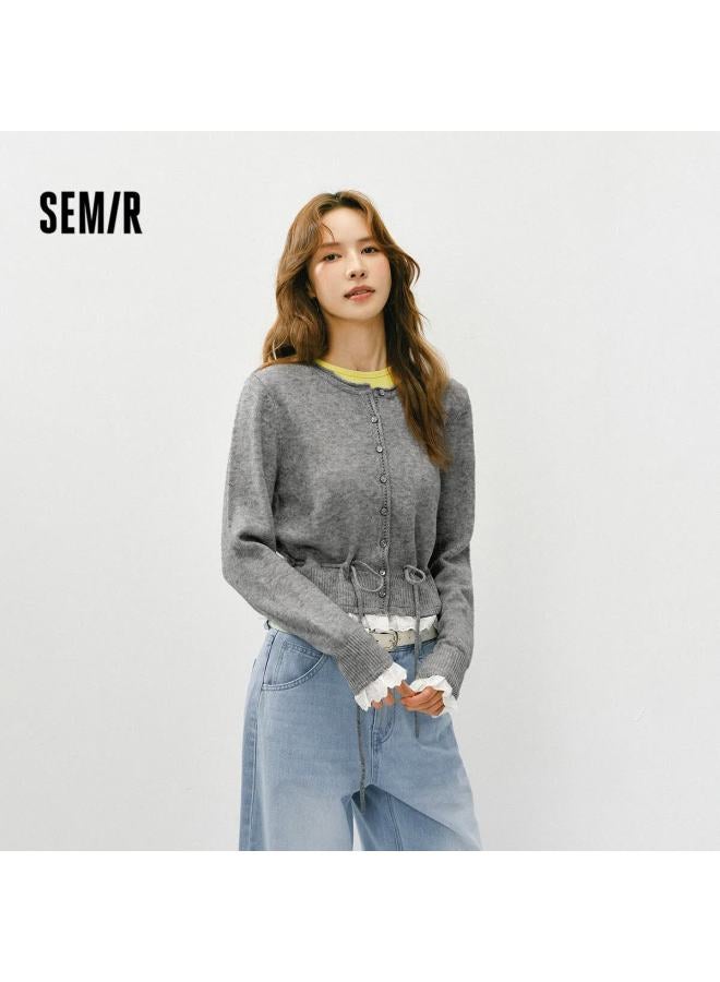 Semir Qi Ji Red Women's Short Sweater Two-in-one Lace Hem Top New Innerwear 109126106001 - Image 1