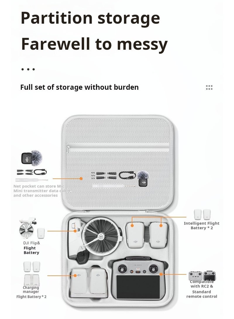 PU Hard Shell Storage Bag for DJI Flip Drone Combo – Waterproof & Drop-Resistant Case with Lycra Shockproof Lining, 1:1 Mold, Lightweight, Detachable Strap – Drone Carrying Case - Image 4