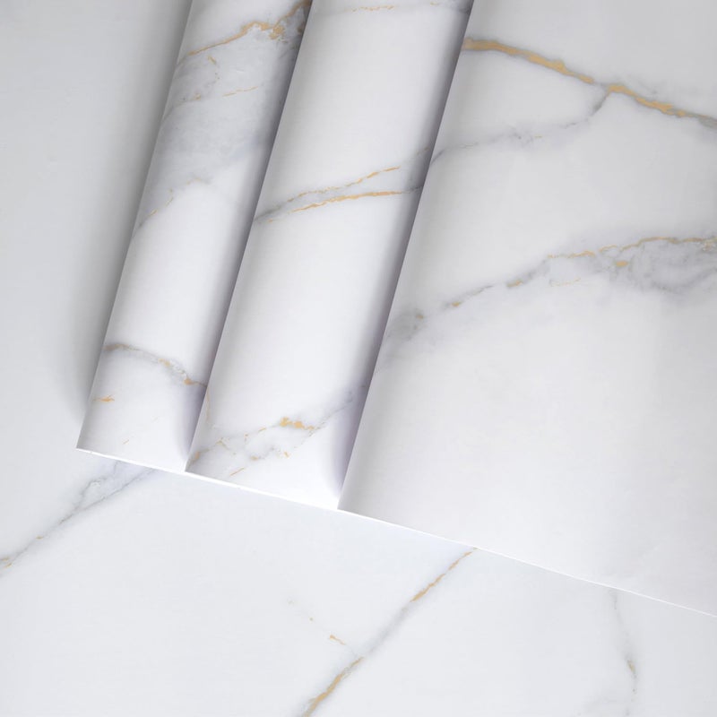 BAYYA 15.8"x118" Matte White Marble Contact Paper for Countertops Waterproof Heat-Resistant Kitchen Counter Peel and Stick Wallpaper Granite Vinyl Film Counter Top Wrap Thick Wall Paper for Bathroom - Image 1