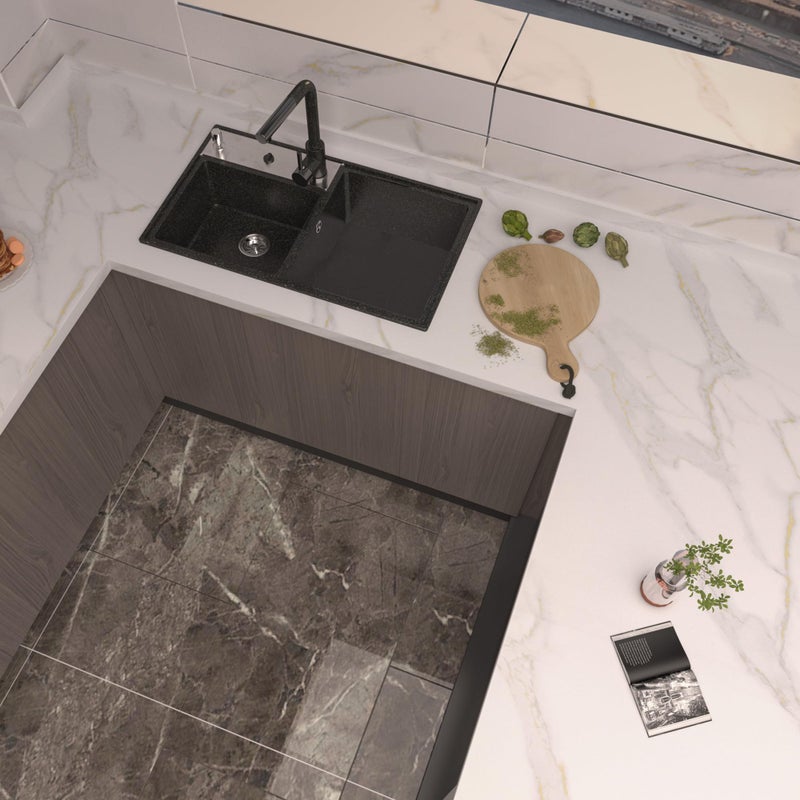 BAYYA 15.8"x118" Matte White Marble Contact Paper for Countertops Waterproof Heat-Resistant Kitchen Counter Peel and Stick Wallpaper Granite Vinyl Film Counter Top Wrap Thick Wall Paper for Bathroom - Image 4