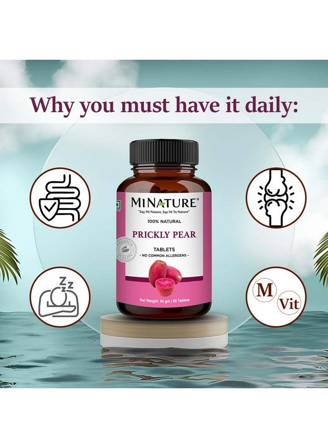 minature قرص الكمثرى الشوكية من mi Nature | عشب نوبال/تونا | التين الهندي | غير معدل وراثيًا، نباتي، خالي من الغلوتين | من الهند | 500 ملغ 90 قرص، إمداد لمدة 45 يومًا - Image 3