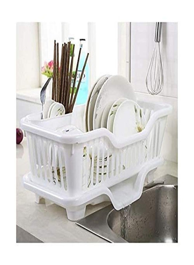 GION 3 in 1 Large Durable Plastic Kitchen Sink Dish Rack Drainer Drying Rack Washing Basket with Tray for Kitchen, Dish Rack Organizers, Utensils Tools Cutlery - Image 4
