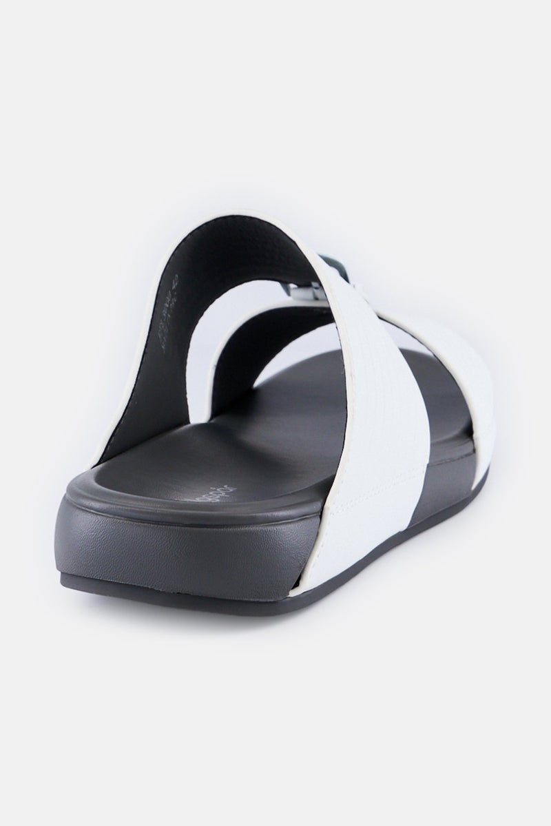 Algspar Men 2 Strap Slip On Arabic Sandals, White - Image 3