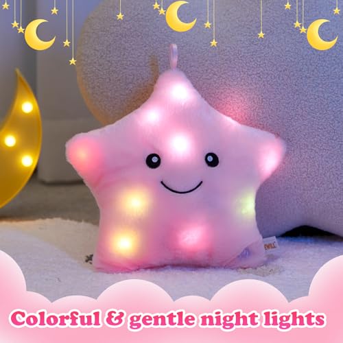 WEWILL 9 LED Twinkle Star Soft Plush Toys Glowing Stuffed Star Light up Plush with Colorful Night Lights Birthday for Toddler KidsPink - Image 5